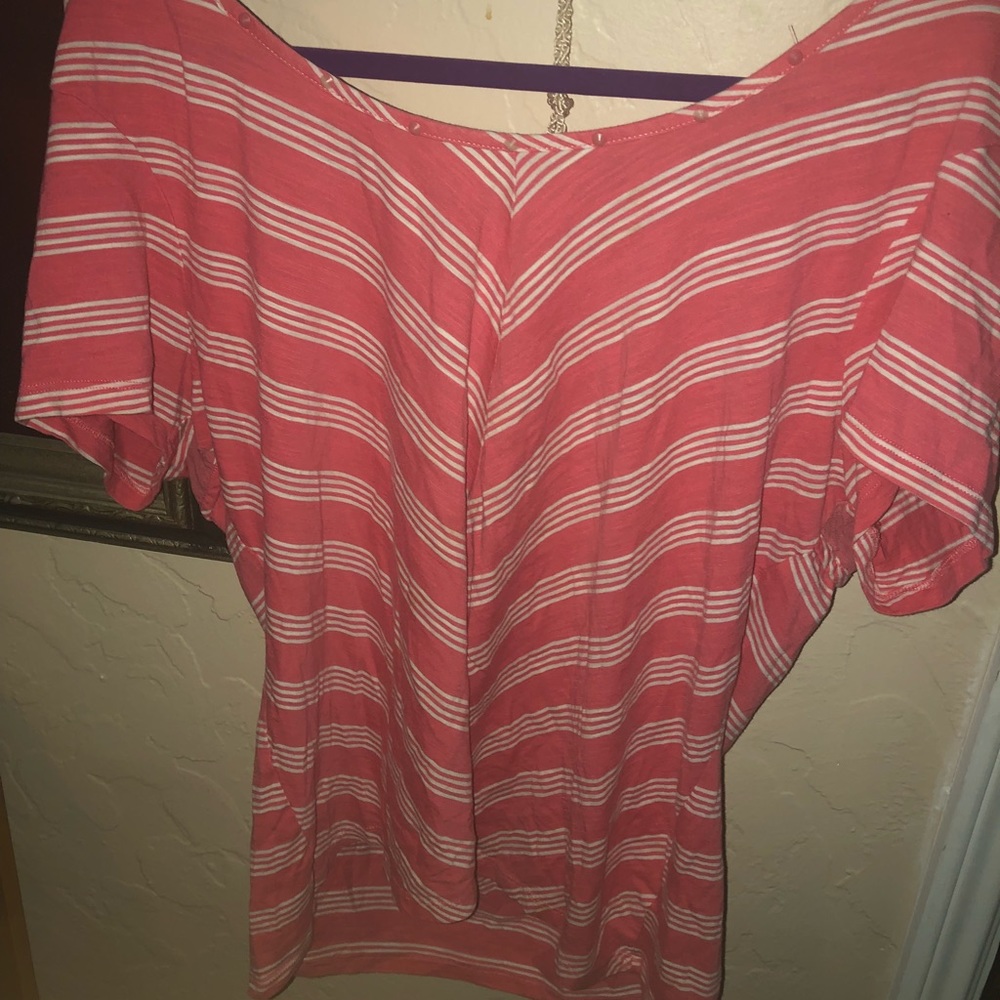 Pink striped blouse